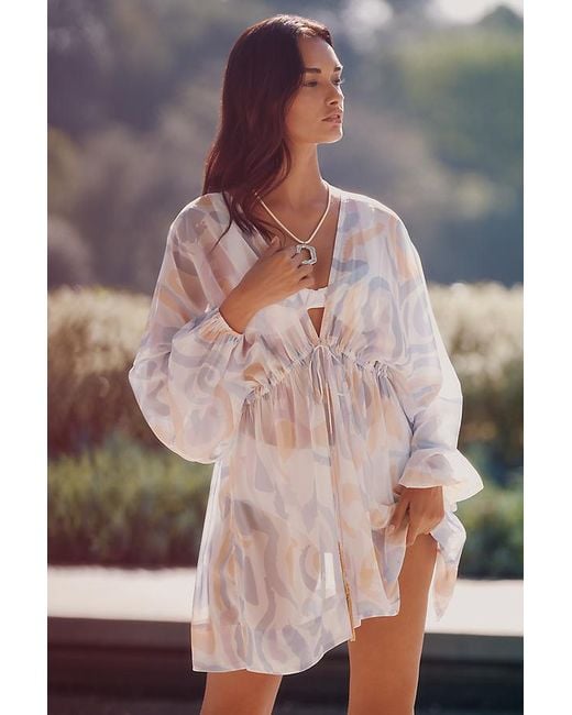Celandine Brown Printed Drawstring Getaway Kaftan