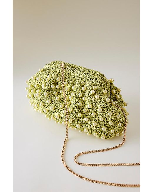By Anthropologie Metallic Beaded Crochet Clutch