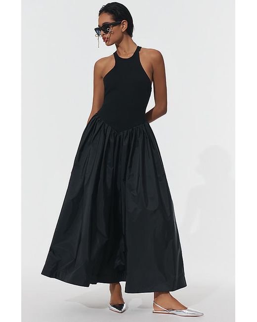 Maeve White Sleeveless Crew-Neck Drop-Waist Maxi Dress