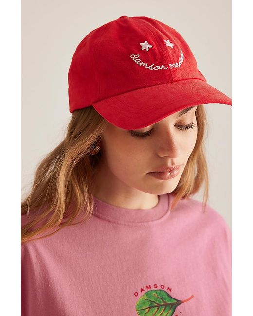 Damson Madder Pink Washed Happy Face Baseball Cap