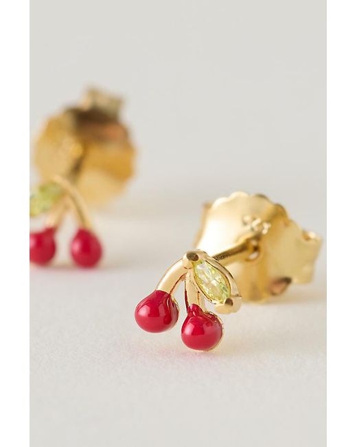 Enamel Copenhagen White Cherry Stud Earrings