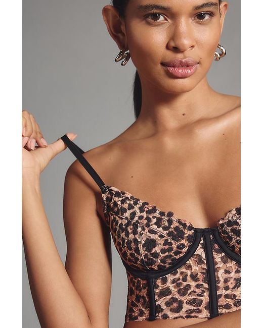 By Anthropologie Multicolor The Giselle Lace Bustier: Animal-Print Edition