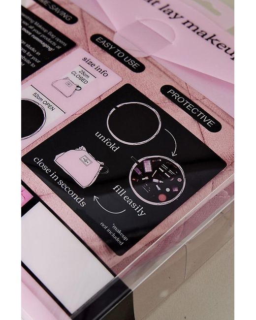 The Flat Lay Co. Open Flat Box Pink Velvet Makeup Bag