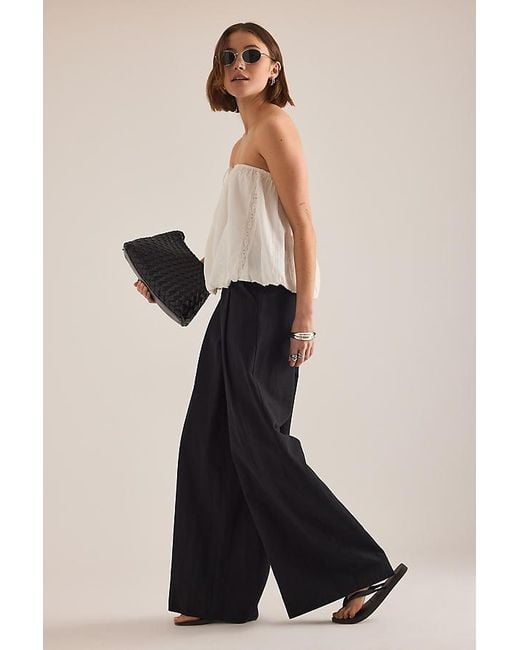 Maeve Natural The Avery Linen-Blend Pleated Trousers By