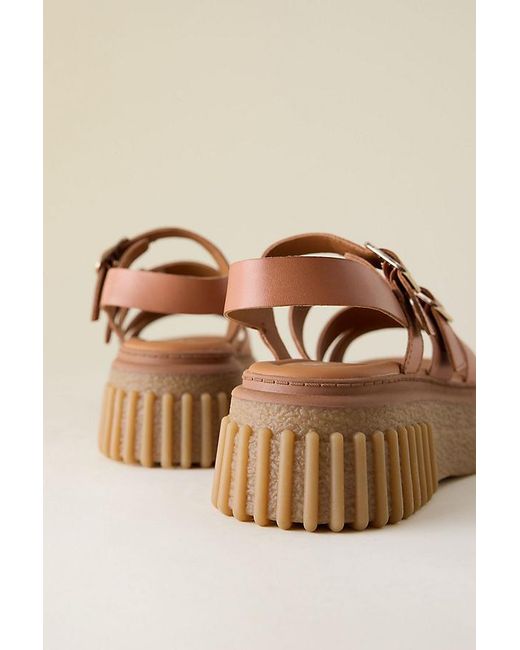 Clarks Natural Clarks Evamar Buckle Leather Sandals