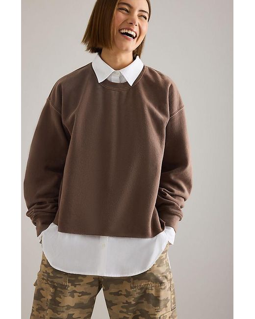 By Anthropologie Brown Washed Sweatshirt