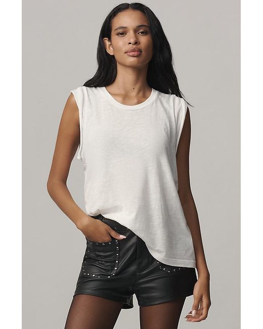 Maeve White The Colette Studded Faux-Leather Shorts