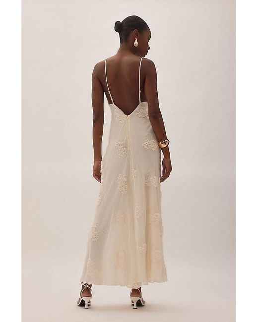 Bardot Natural Romaya V-Neck 3D Floral Maxi Dress