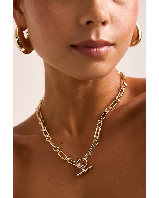 Anthropologie Metallic Chunky Chain T-Bar Necklace