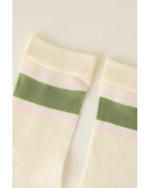 By Anthropologie Natural Sheer Stripe Socks