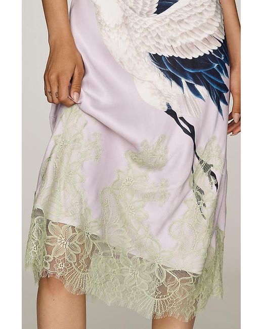 Maeve Multicolor Cowl-Neck Lace Trim Sleeveless Midi Dress