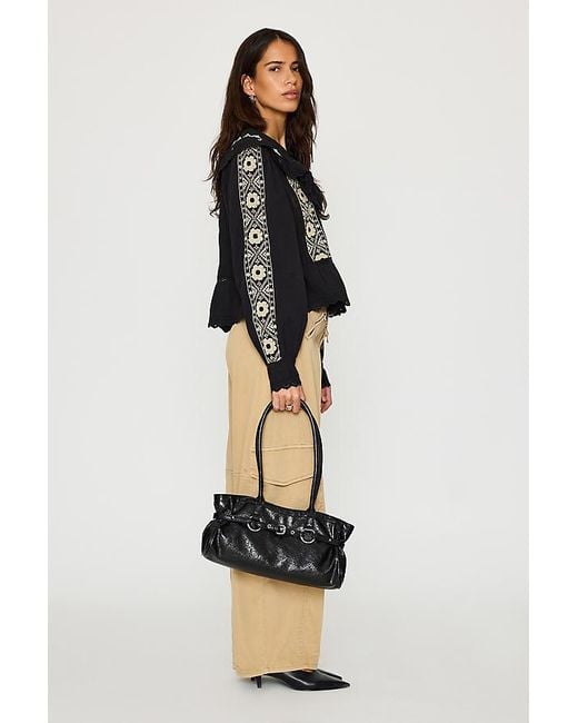 By Anthropologie Black Long-Sleeve Embroidered Blouse