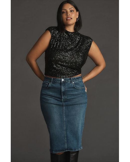 High waisted denim shop pencil skirt uk