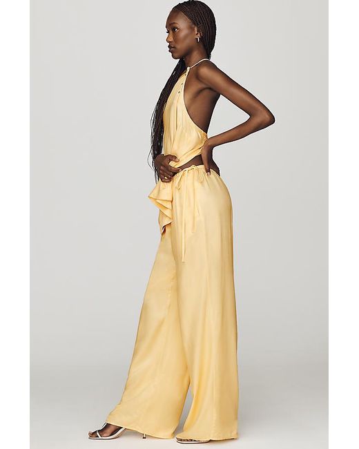 By Anthropologie Natural Silky Wide-Leg Trousers