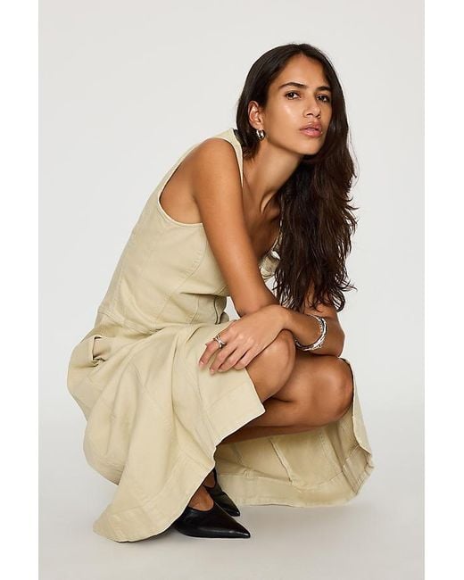 Pilcro Natural Denim Zip-Front Midi Dress