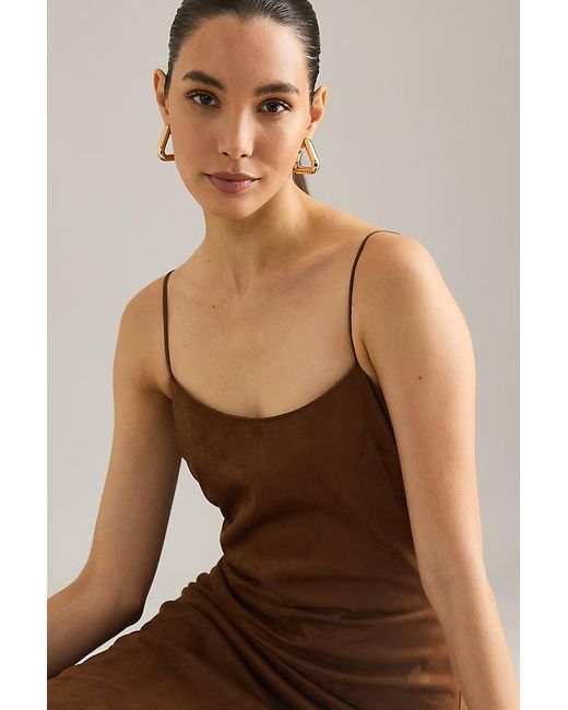 Bardot Brown Nadira Faux-Suede Sleeveless Midi Dress