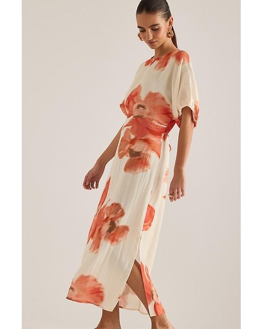 Never Fully Dressed Pink Simmi Short-Sleeve Floral Midi Dress