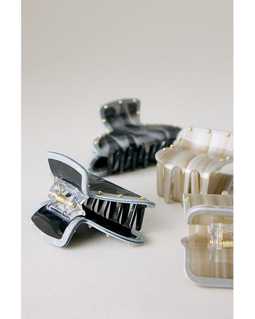 By Anthropologie Metallic Mini Studded Claw Clips, Set Of 4