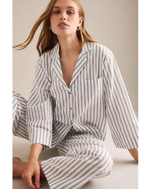 HONNA Natural Ticking Stripe Long Pyjama Set