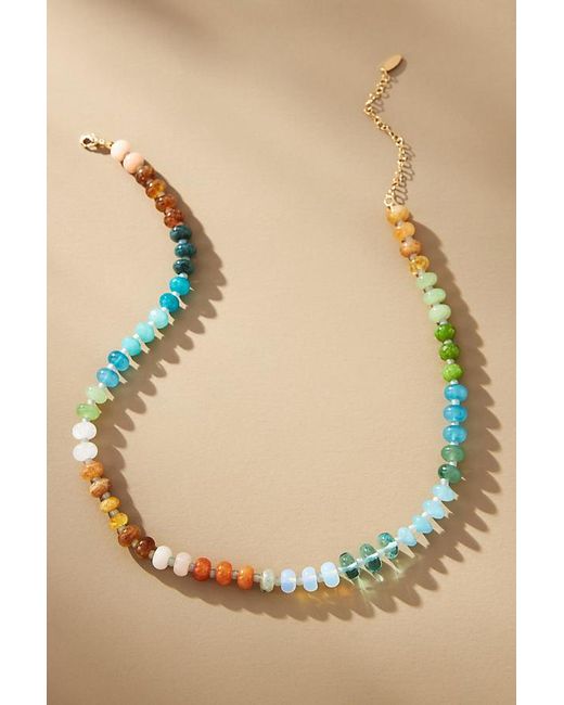 Anthropologie Natural Rainbow Stone Necklace