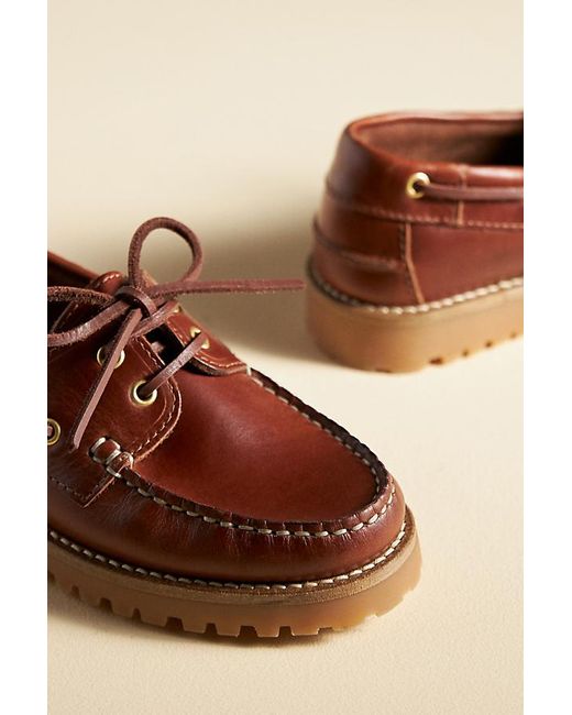 By Anthropologie Brown Lug Boat Shoes