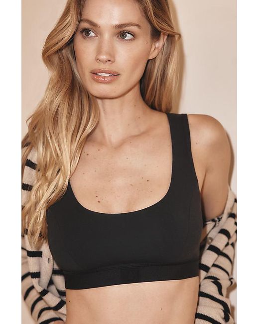 By Anthropologie Black Scoop-Neck Cotton Bra