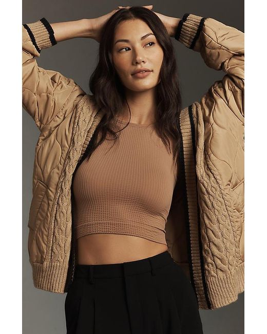 By Anthropologie Brown The Reegan Seamless Ribbed Cropped Tank Top