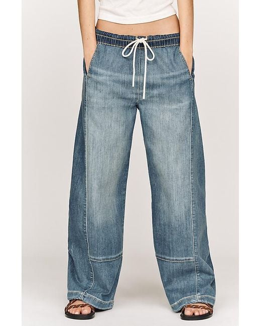 Pilcro Blue The Izzie Relaxed Full-Length Pull-On Barrel Jeans By