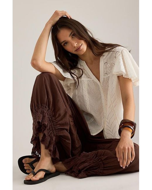 By Anthropologie Purple Lace Genie Balloon Trousers