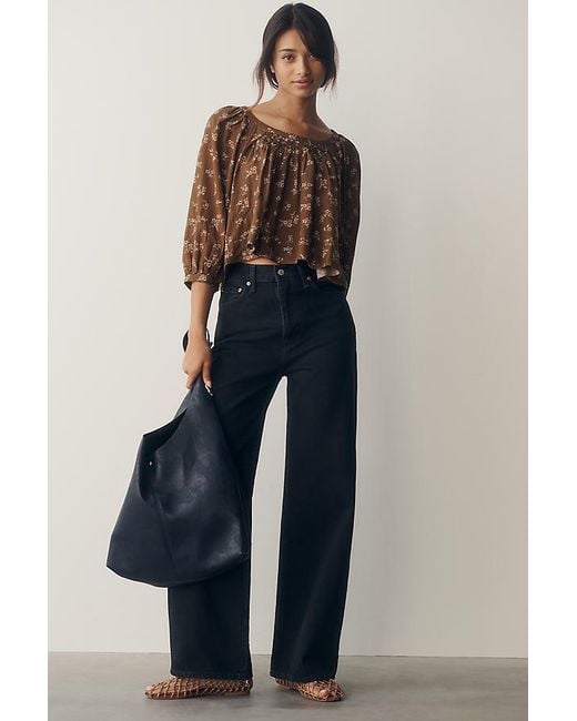 Pilcro Blue Cropped Blouse