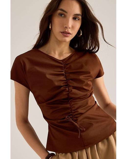laagam Brown Simone Ruched Top