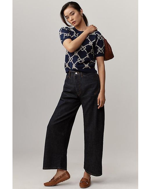 Pilcro Blue The Kayden High-Rise Carpenter Barrel Trousers By