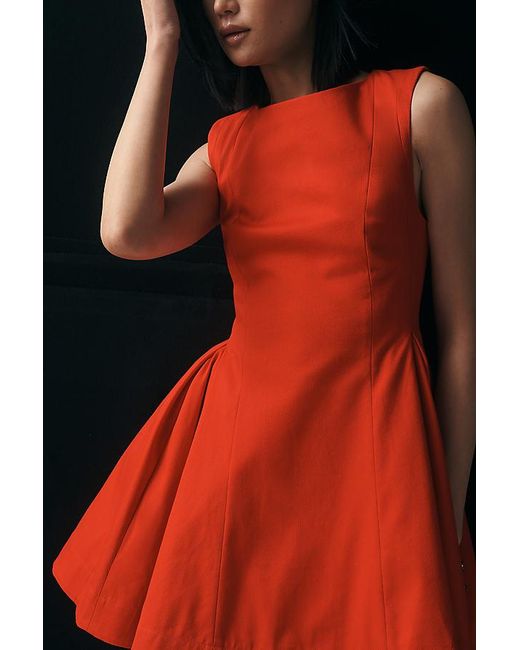 Maeve Sleeveless Back-Cutout A-Line Mini Dress in Red