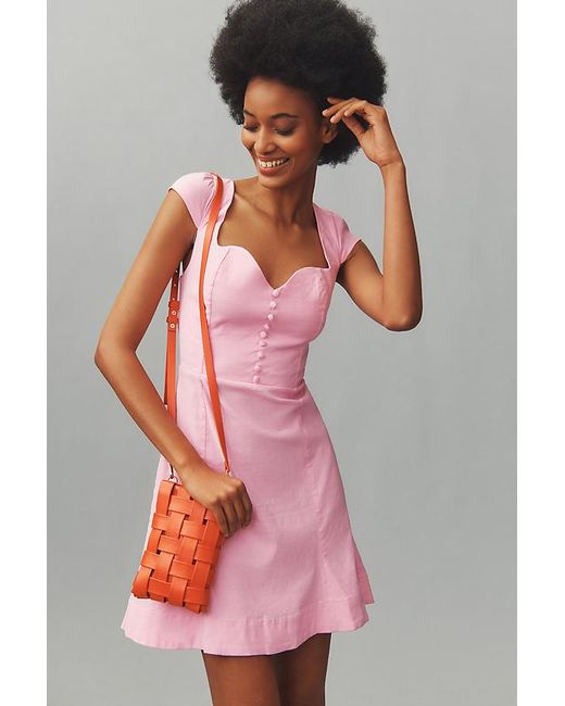 Maeve Pink The Cecily Fit & Flare Sweetheart Mini Dress By