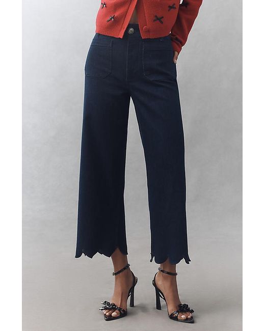 Maeve Blue The Colette Scallop Crop Wide-Leg Jeans By