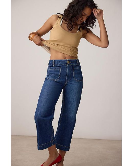 Maeve Blue The Colette Crop Wide-Leg Jeans By