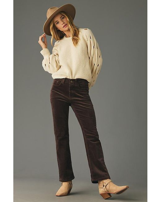 Pilcro Gray The Yaya Mid-Rise Corduroy Crop Flare Jeans By