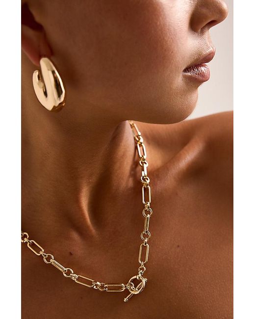 Anthropologie Metallic Chunky Chain T-Bar Necklace