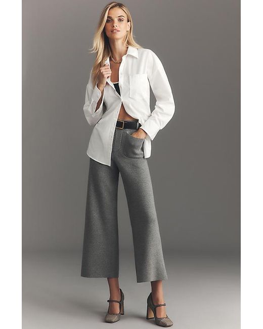 Maeve Gray The Colette Knit Crop Wide-Leg Trousers By