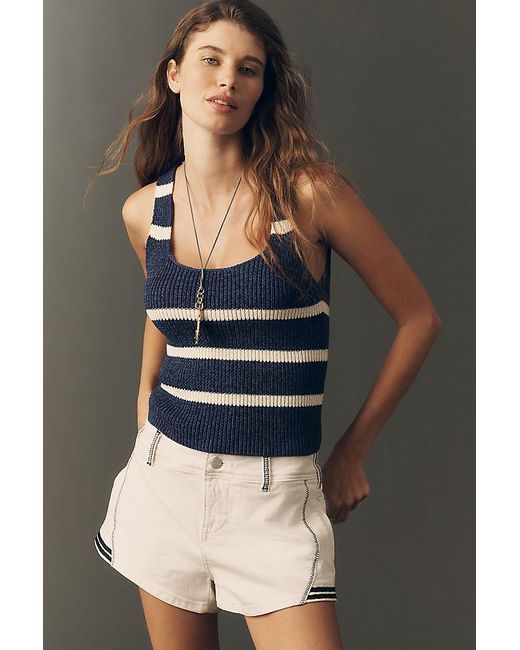 Maeve Blue Square-Neck Knit Tank Top