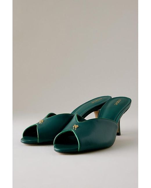 Maeve Green Peep Toe Kitten Heels