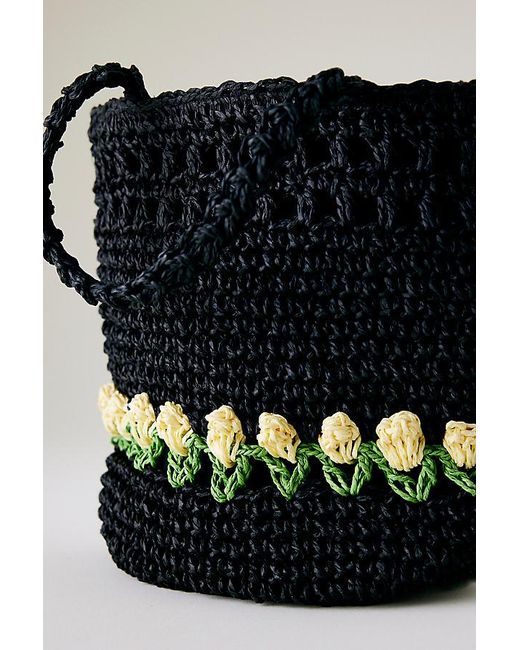 Damson Madder Black Raffia Tulip Grab Bag