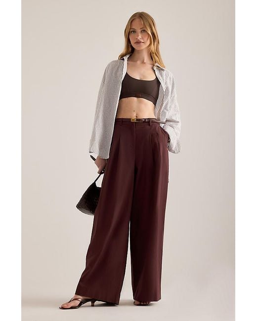 Maeve Brown The Avery Linen-Blend Pleated Trousers By