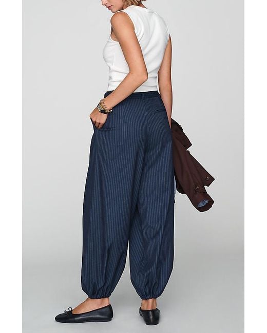 Maeve Blue Pinstripe Trouser Joggers