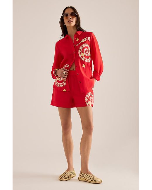 Never Fully Dressed Red Elissa Snake Shorts