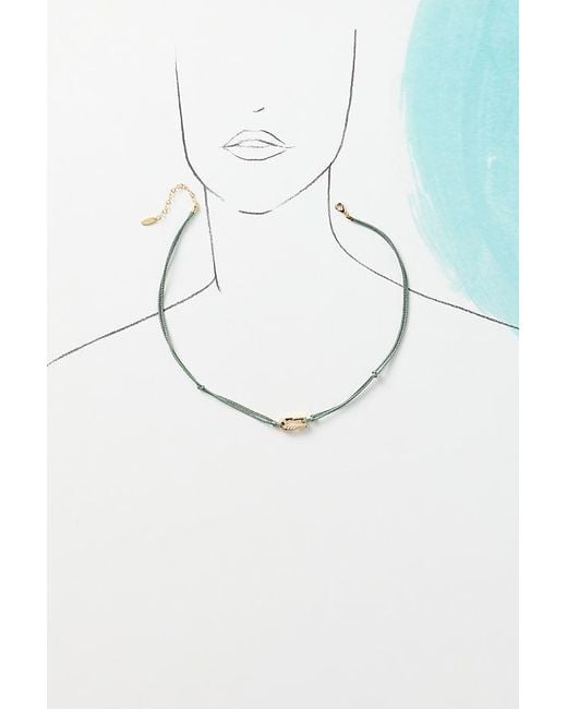By Anthropologie White Corded Crystal Carabiner Necklace