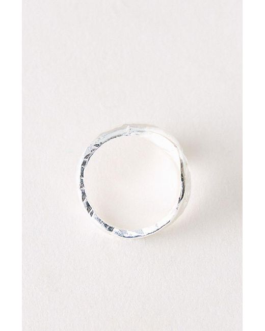 By Anthropologie White Hammered Wrap Ring