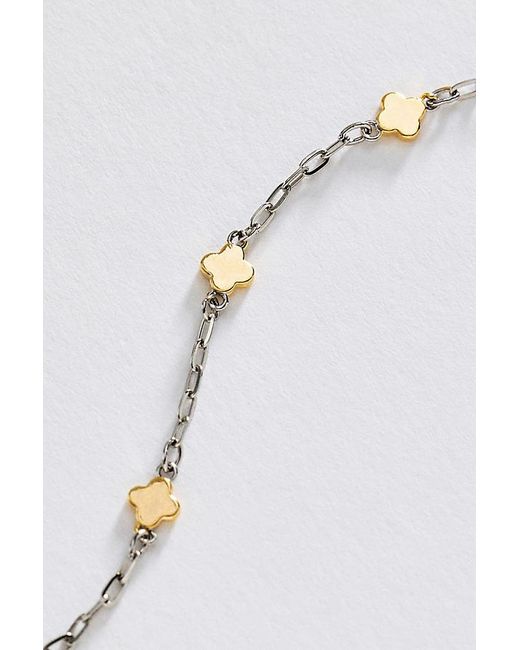 By Anthropologie Metallic Clover Chain Wrap Bracelet