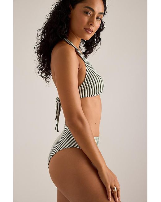 Chelsea Peers Brown Stripe Halter Bikini Top