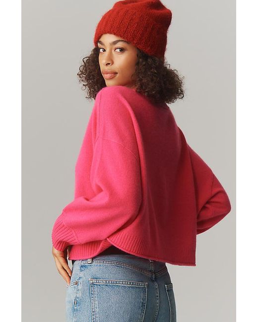 By Anthropologie Red The Goldie Cashmere Long-Sleeve Crew-Neck Jumper